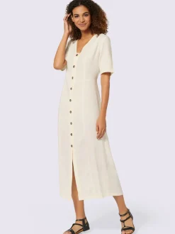 Robe d'été en viscose et lin à boutons classiques