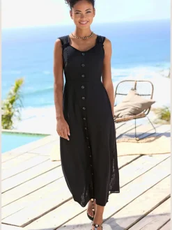 Robe d'été imprimée avec encolure en V froncée
