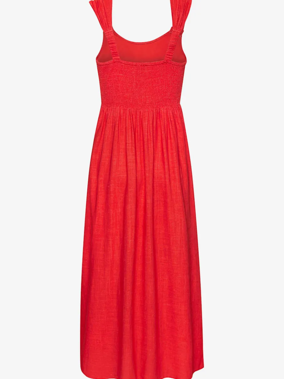 Robe d'été imprimée avec encolure en V froncée