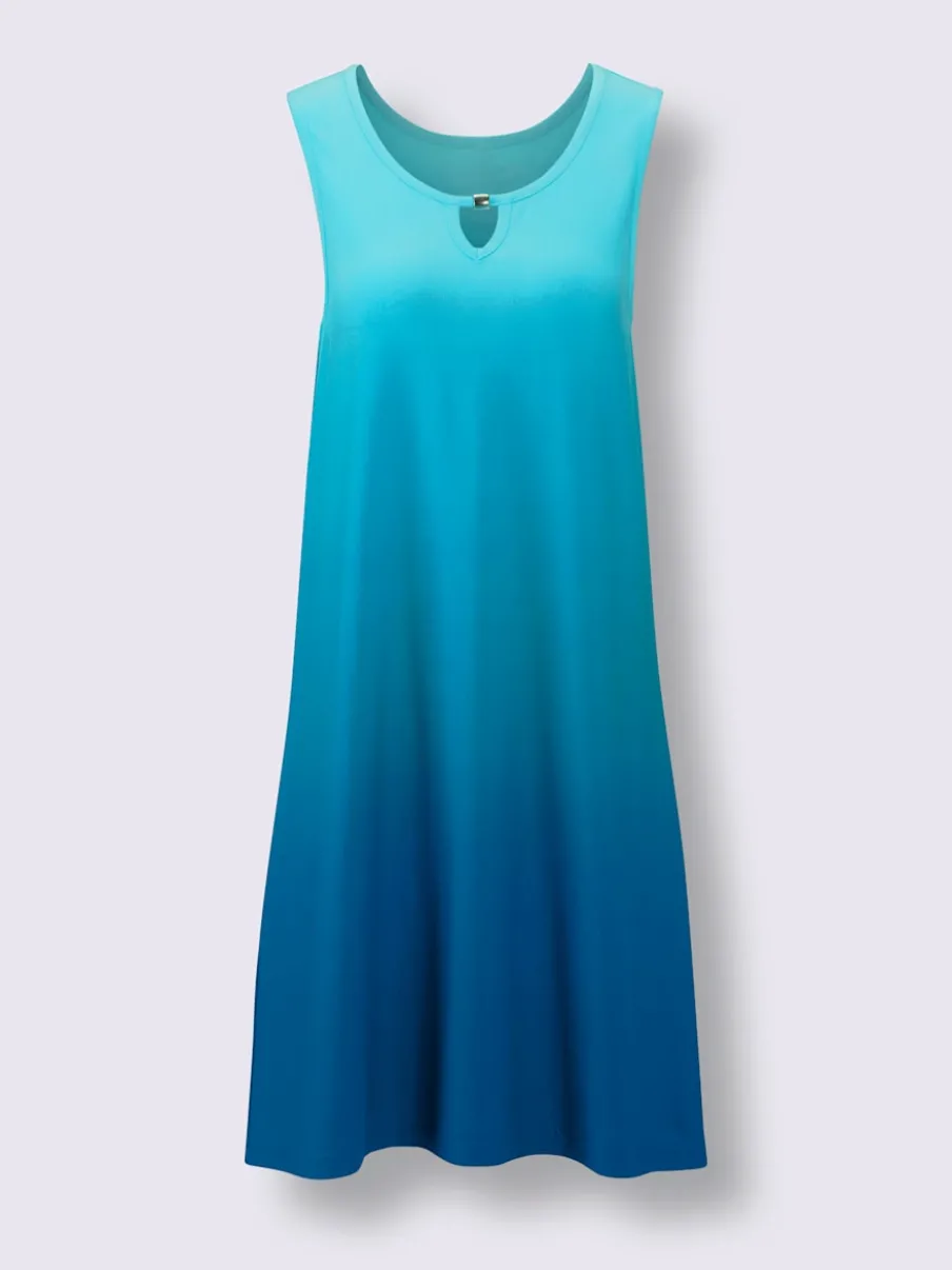 Robe d'été jersey fin avec col rond et coupe évasée