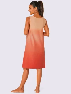 Robe d'été jersey fin avec col rond et coupe évasée