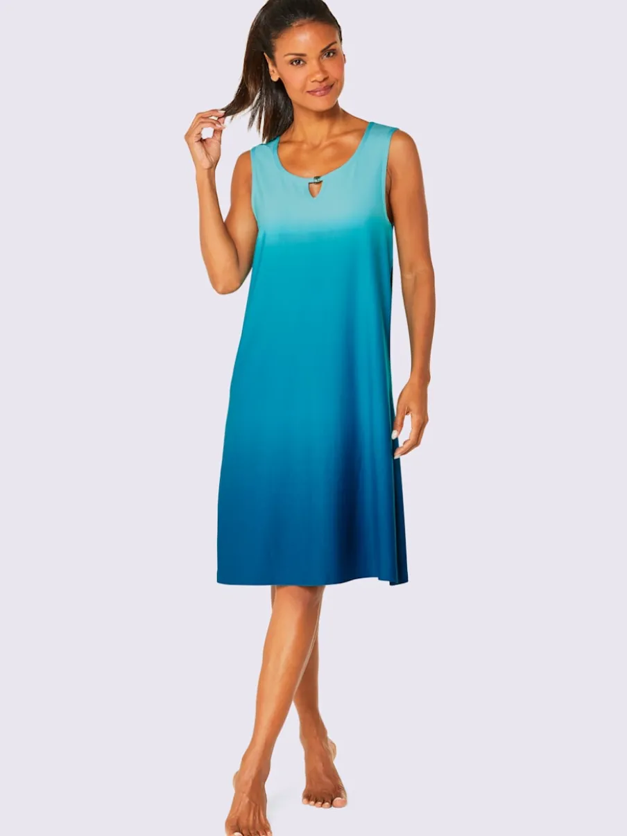 Robe d'été jersey fin avec col rond et coupe évasée