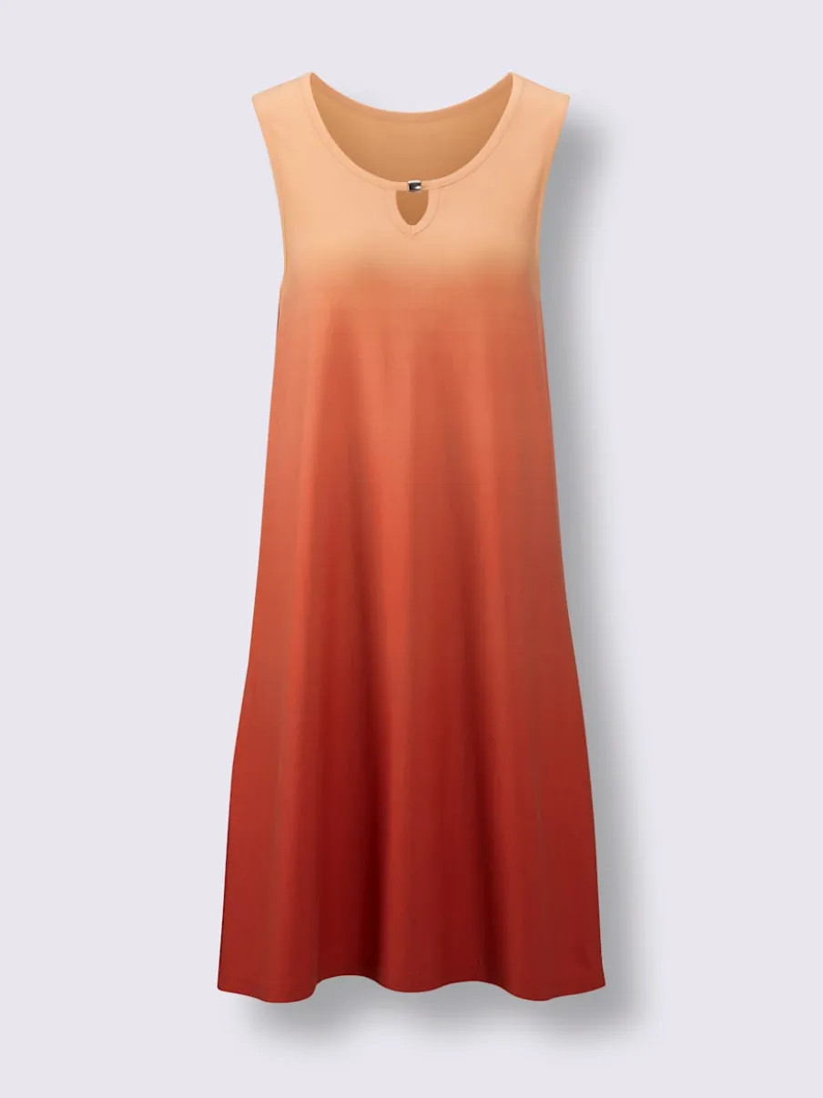 Robe d'été jersey fin avec col rond et coupe évasée