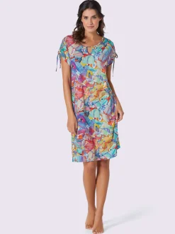Robe d'été légère avec col rond et mancherons noués