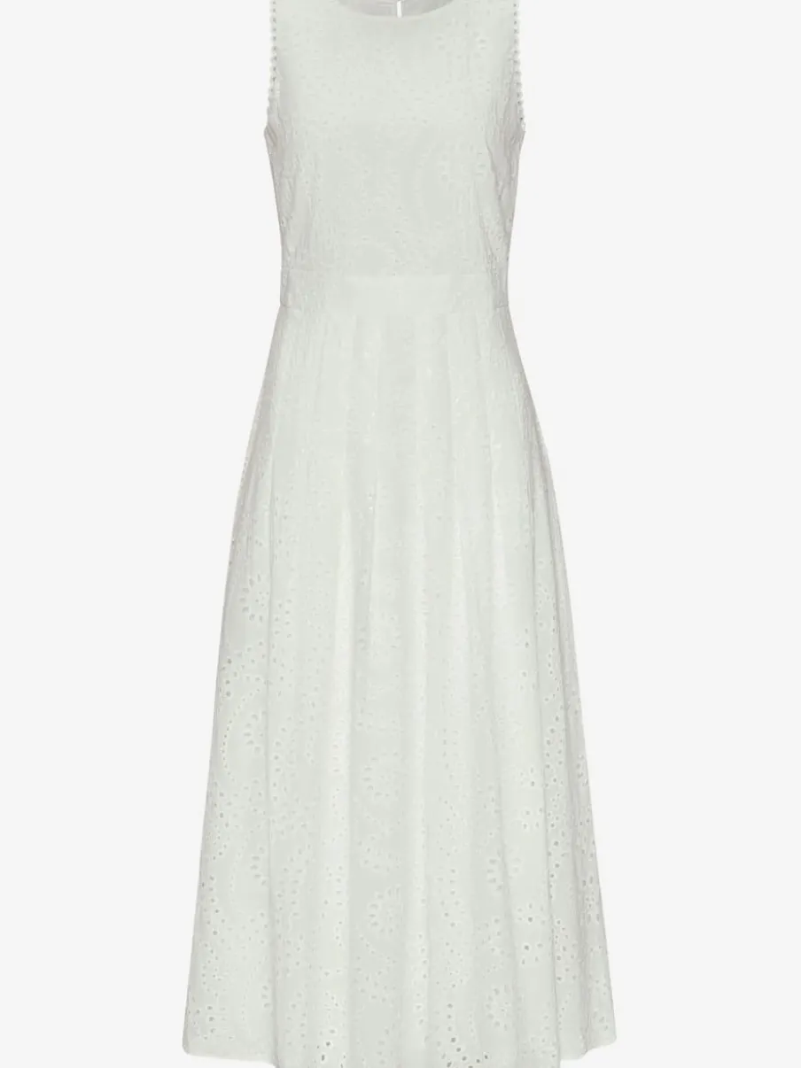 Robe d'été longue sans manches avec dentelle et plis flatteurs