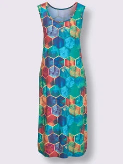 Robe d'été à motif géométrique et encolure ronde