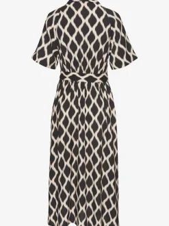 Robe d'été à petit col chemisier avec manches courtes et motif géométrique