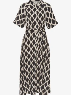 Robe d'été à petit col chemisier avec manches courtes et motif géométrique