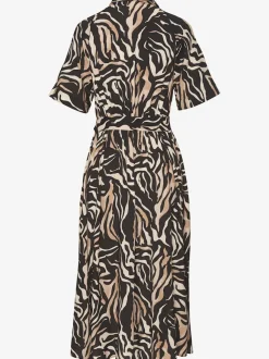 Robe d'été à petit col chemisier avec manches courtes et imprimé animalier