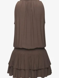 Robe d'été sans manches à encolure volantée et jupe évasée
