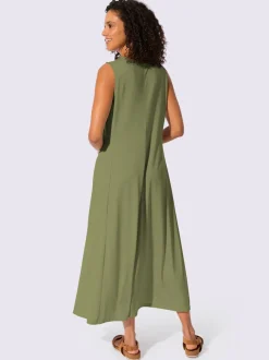 Robe d'été sans manches à encolure ronde avec poches pratiques