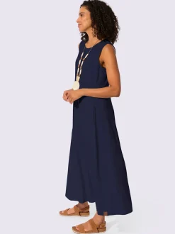 Robe d'été sans manches à encolure ronde avec poches pratiques