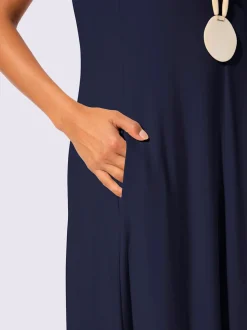 Robe d'été sans manches à encolure ronde avec poches pratiques