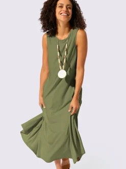 Robe d'été sans manches à encolure ronde avec poches pratiques