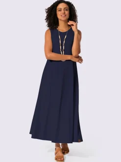 Robe d'été sans manches à encolure ronde avec poches pratiques
