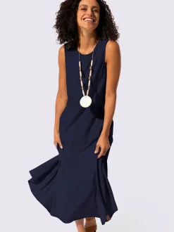 Robe d'été sans manches à encolure ronde avec poches pratiques