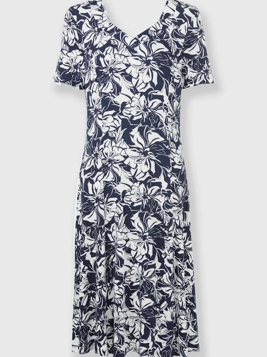 Robe en jersey avec col carré et motif floral