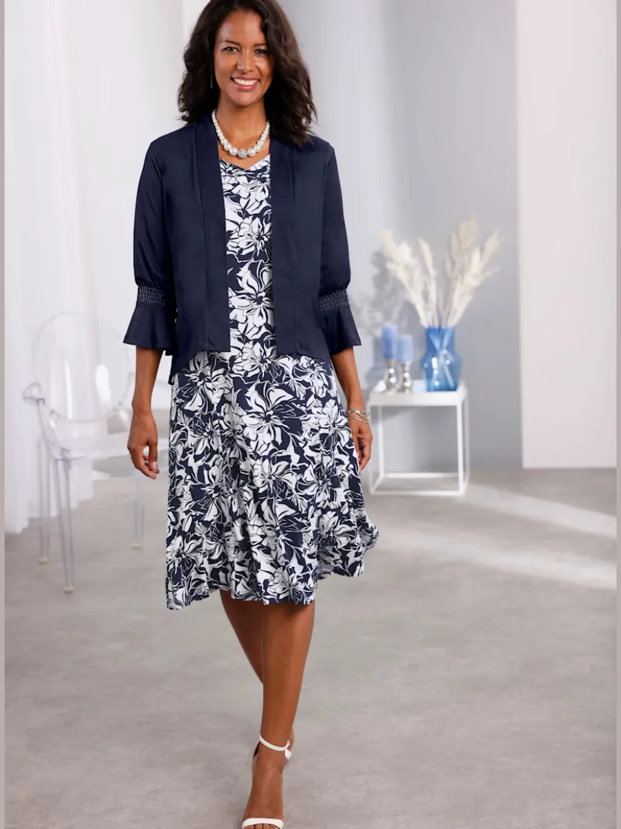 Robe en jersey avec col carré et motif floral