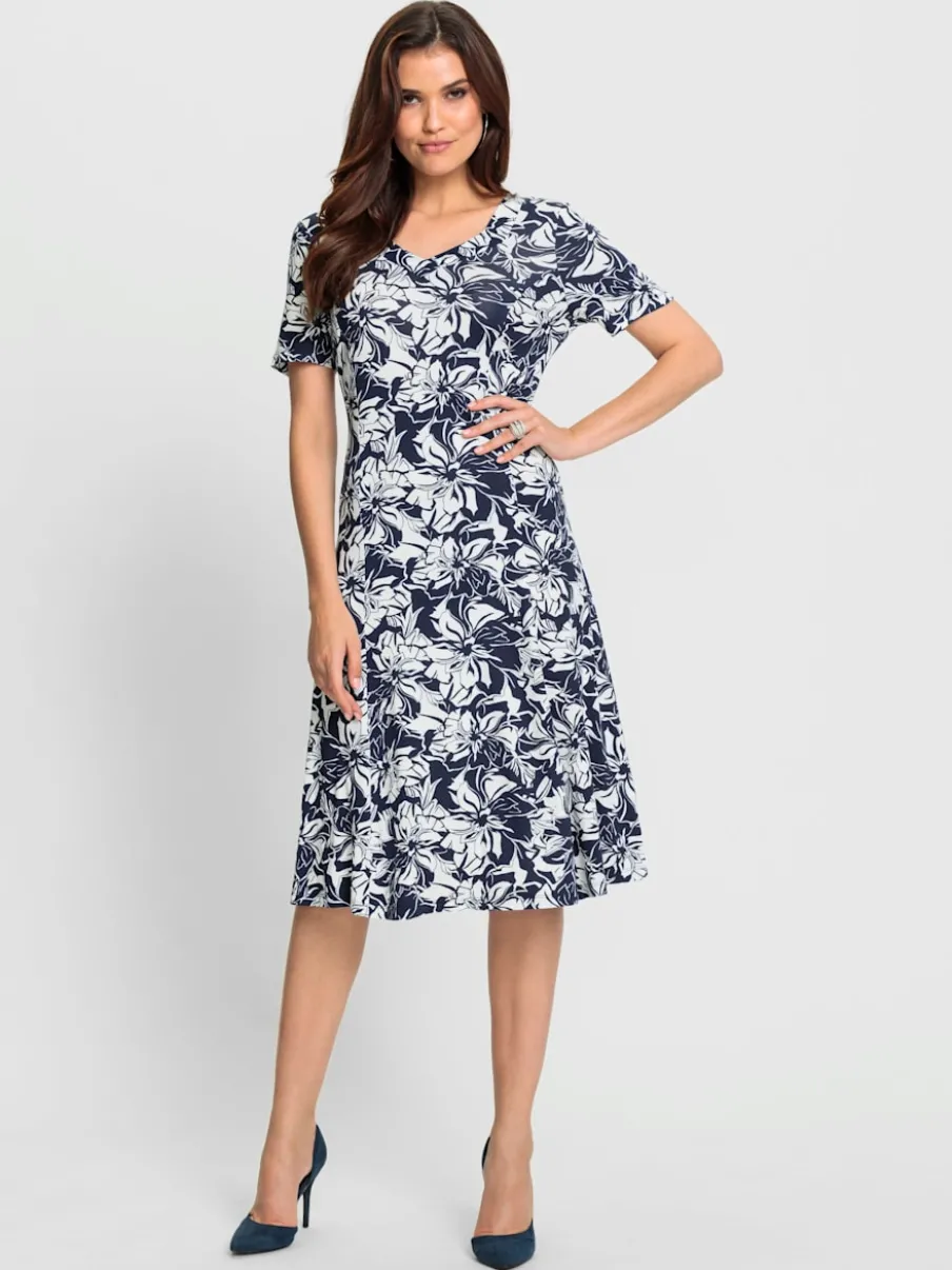 Robe en jersey avec col carré et motif floral