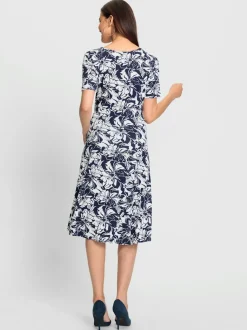 Robe en jersey avec col carré et motif floral