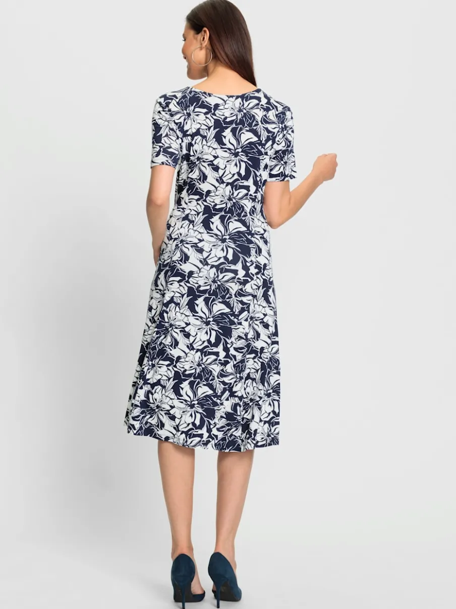 Robe en jersey avec col carré et motif floral