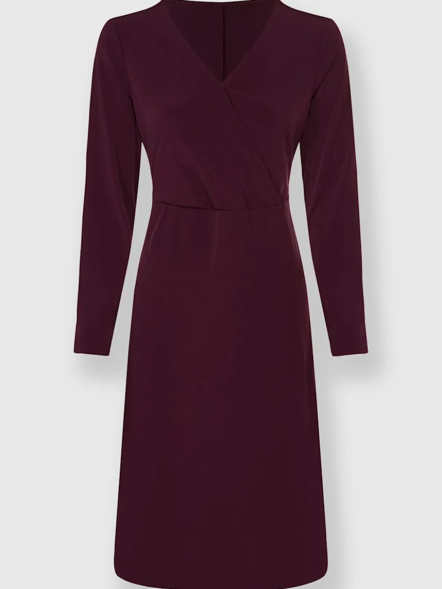 Robe en jersey avec col en V et manches longues