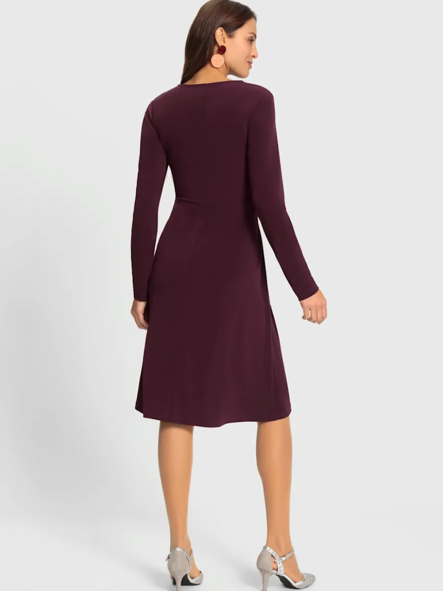 Robe en jersey avec col en V et manches longues
