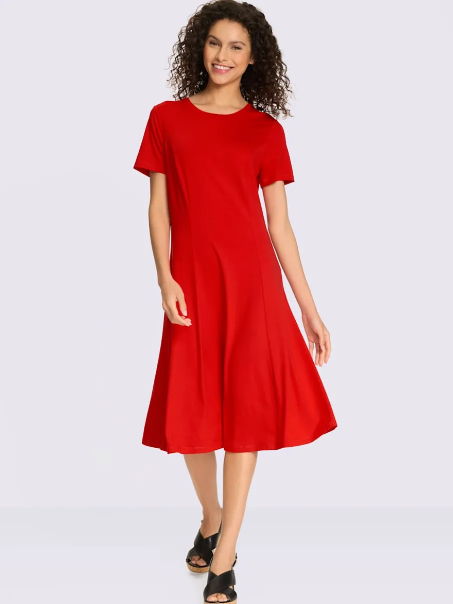 Robe en jersey avec col rond et manches courtes