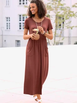Robe en jersey avec col rond et manches courtes
