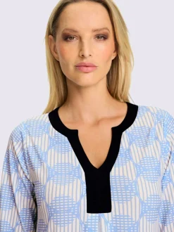 Robe en jersey avec col V et manches trois quarts
