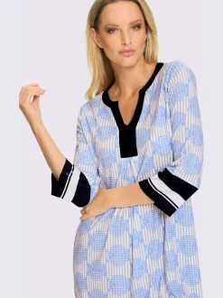 Robe en jersey avec col V et manches trois quarts