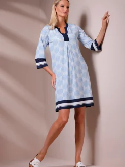 Robe en jersey avec col V et manches trois quarts