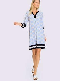 Robe en jersey avec col V et manches trois quarts