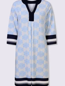 Robe en jersey avec col V et manches trois quarts