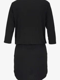 Robe en jersey avec col zippé et manches 3/4 à ceinture élastique