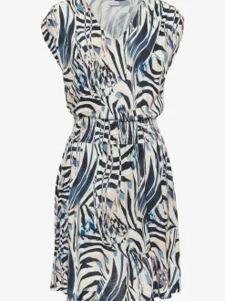 Robe en jersey avec encolure en V et fronces aux mancherons
