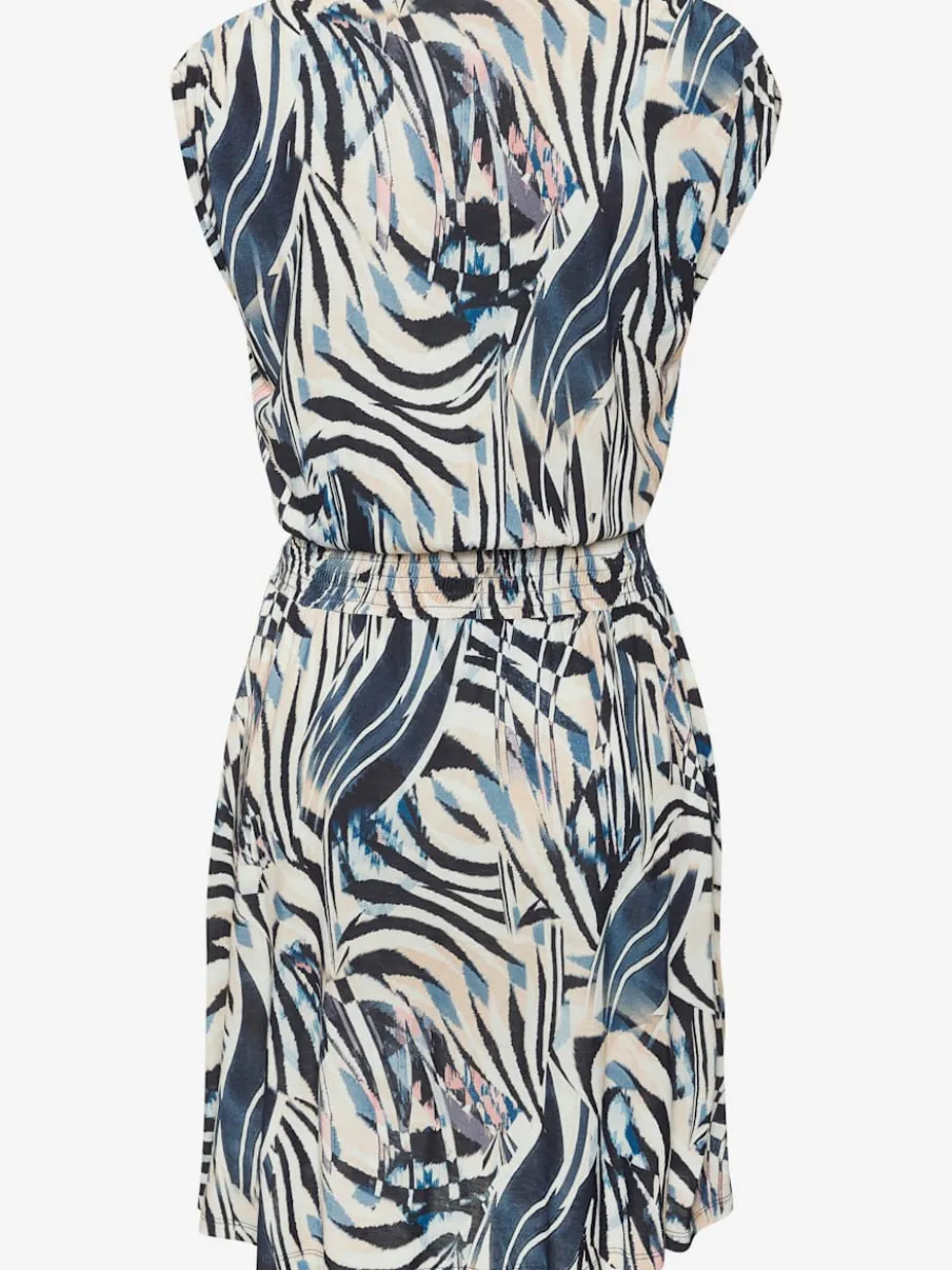 Robe en jersey avec encolure en V et fronces aux mancherons