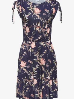 Robe en jersey avec encolure ronde et fronces aux manches