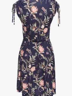 Robe en jersey avec encolure ronde et fronces aux manches