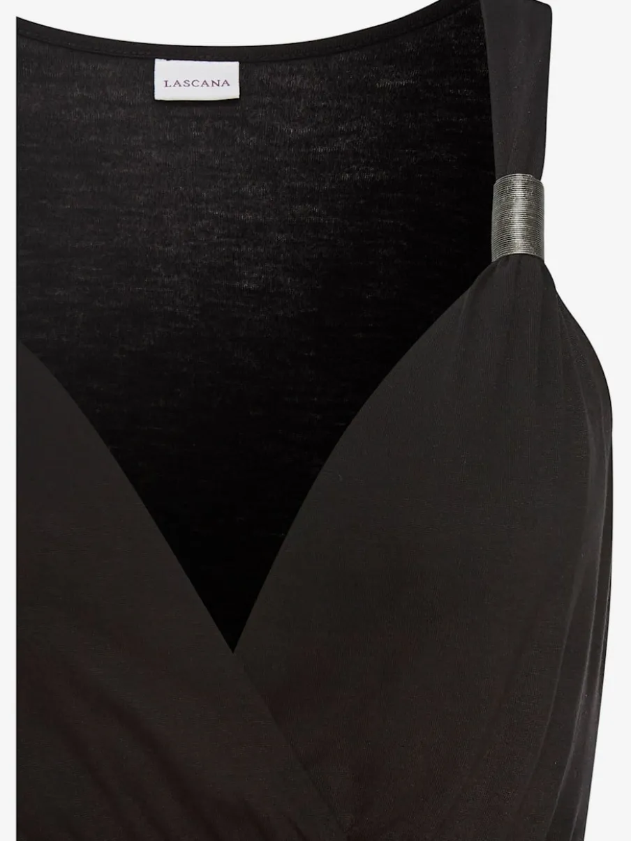 Robe en jersey avec encolure réglable et smockée à la taille