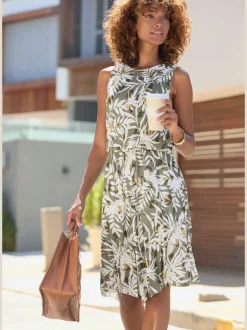 Robe en jersey avec encolure ronde et imprimé floral