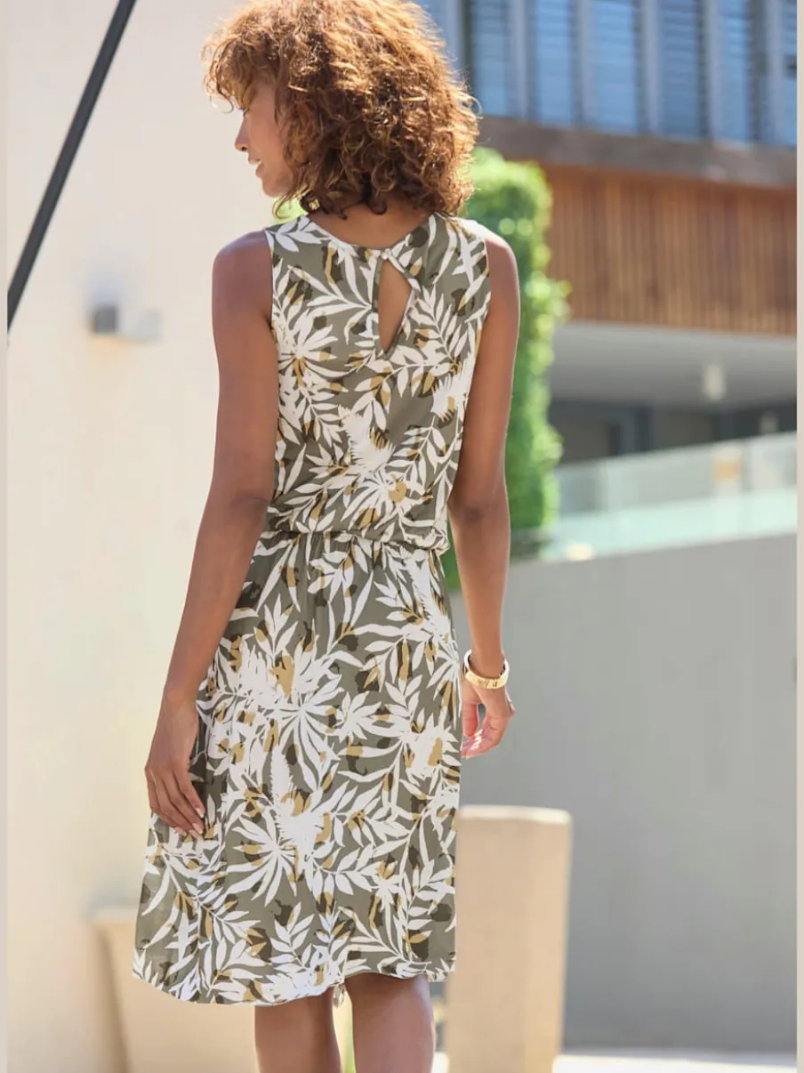 Robe en jersey avec encolure ronde et imprimé floral