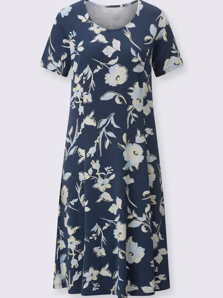 Robe en jersey avec encolure ronde et fleurs embellissantes