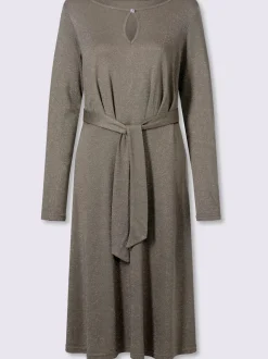 Robe en jersey avec encolure ronde et ceinture à nouer