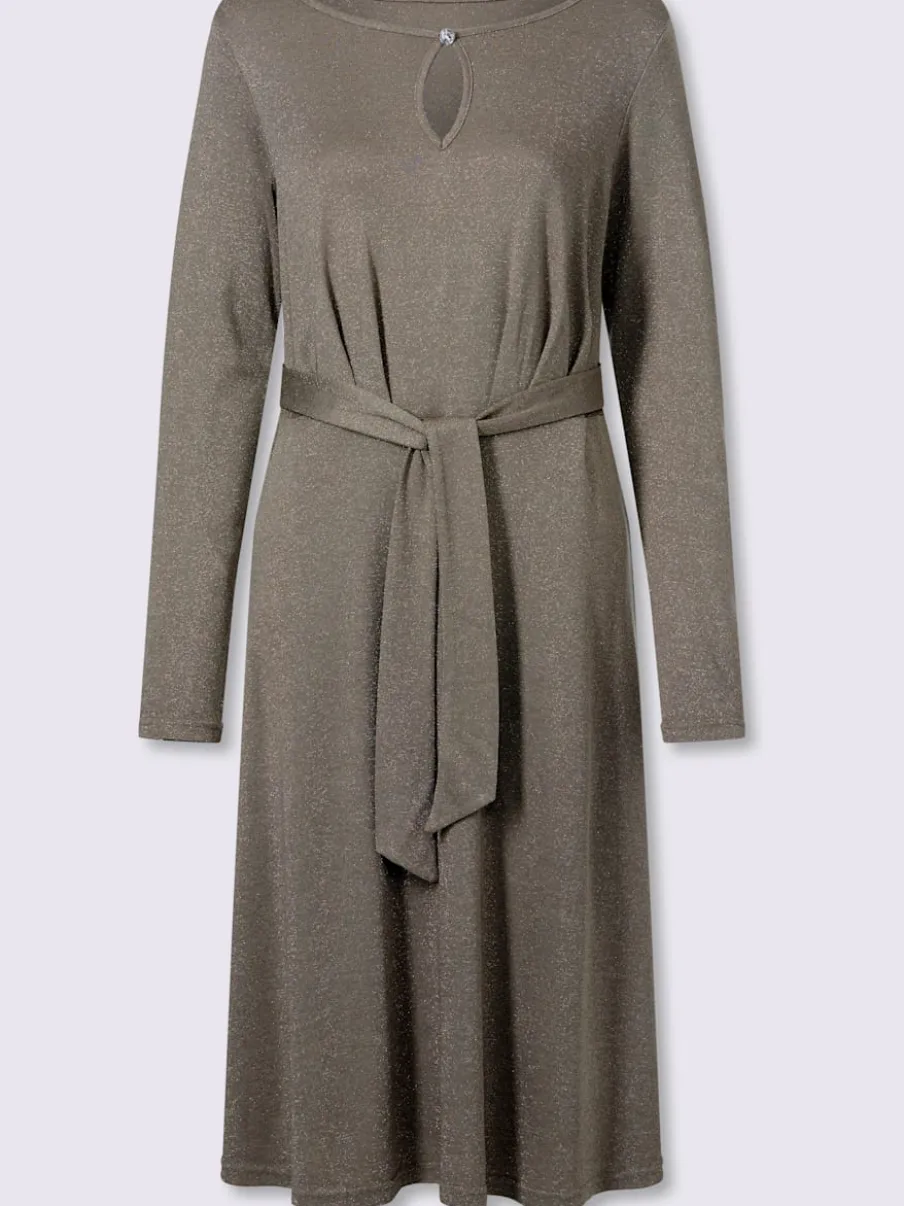 Robe en jersey avec encolure ronde et ceinture à nouer