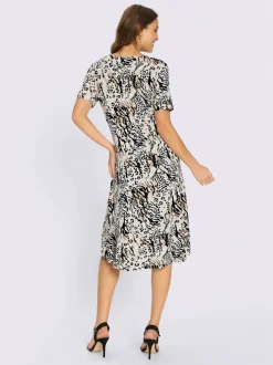 Robe en jersey avec imprimé léopard et coutures princesses