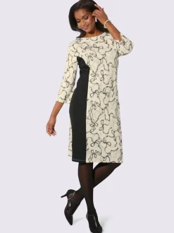 Robe en jersey avec motif nœuds et manches 3/4