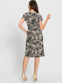 Robe en jersey cache-cœur à manches courtes avec motifs fleuris