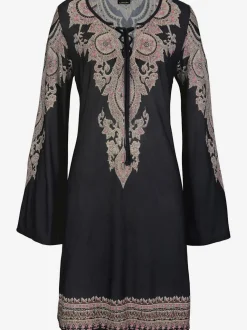 Robe en jersey caftan à manches évasées et laçage