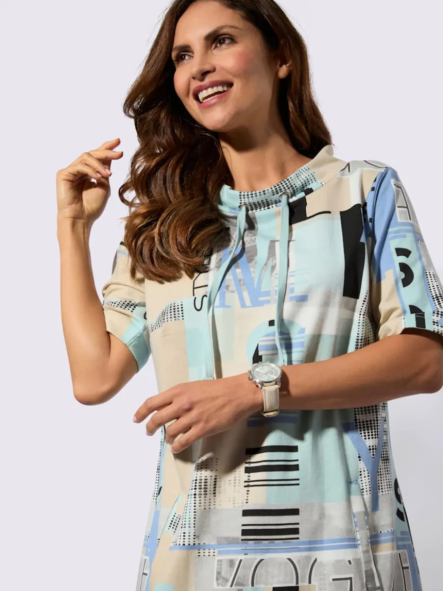 Robe en jersey à col montant avec liens pratiques